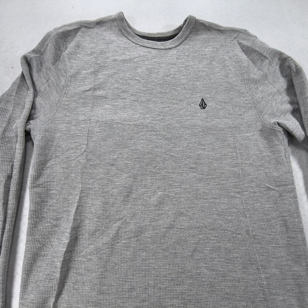 Volcom Crew Neck Long Sleeve T Shirt Mens Size Medium M Gray Black